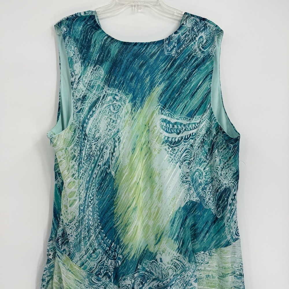Maggie Barnes size 28W Sleeveless Maxi Dress Lined Metallic Gauzy Women Surplice - Picture 8 of 9